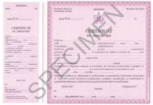 Specimen certificat de absolvire pentru cursul acreditat